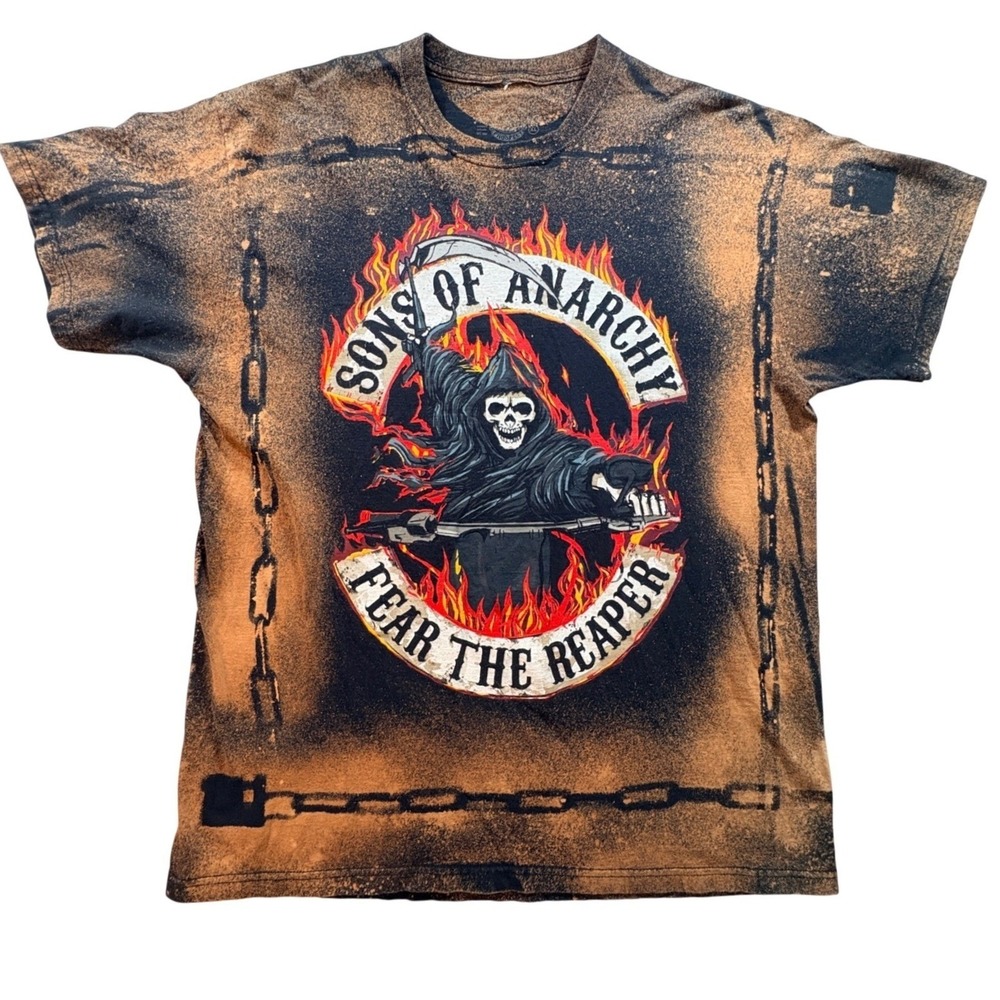 Sons of Anarchy T Shirt Mens XL Fear The Reaper Bleach Wash Graphic Biker Tee